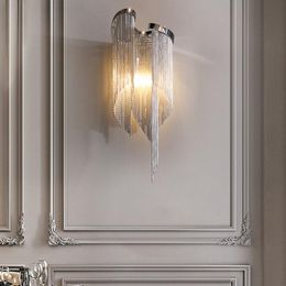 Lâmpada de parede lâmpadas modernas ouro/prata corrente de alumínio quarto cabeceira arandela espelho decoração luzes LED G9 iluminação interna
