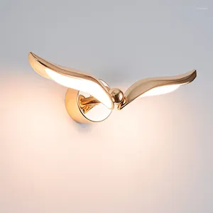 Applique murale moderne LED lumières d'oiseaux créatives en forme de mouette appliques dorées étude chambre chevet maison lampes de décoration intérieure