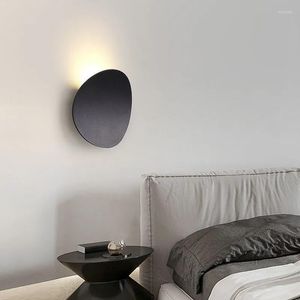 Lampe murale LED moderne noir blanc simple balcon rond entrée TV fond de chambre décoration de chambre à coucher