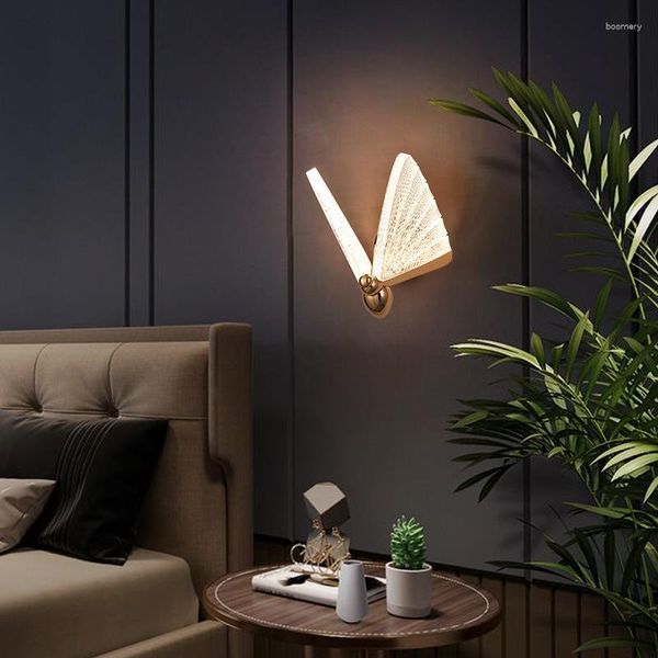 Lámpara de pared moderna Led mariposa luces accesorio dormitorio sala de estar decoración del hogar aplique Aisel pasillo iluminación novedad interior