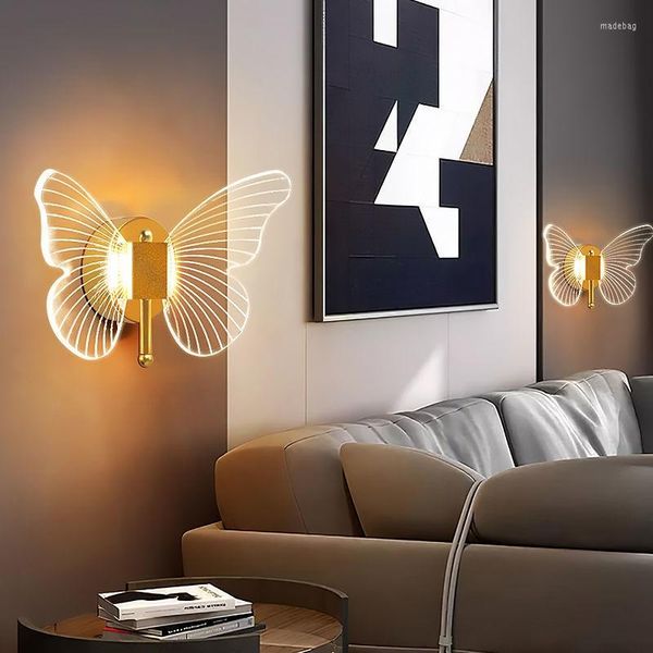 Applique murale moderne LED papillon longue ligne petit lustre Simple chevet chambre luxe Restaurant Bar décoration de la maison éclairage