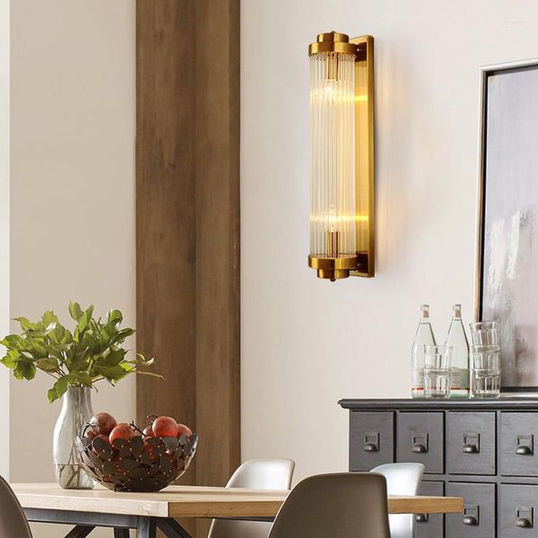 Lámpara de pared Luz de cristal LED moderna E14 Soporte dorado negro Sala de estar Dormitorio Restaurante Luminaria decorativa interior creativa