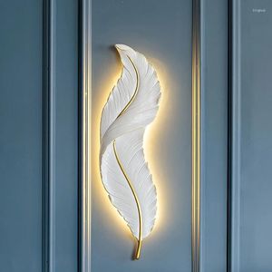 Wandlamp Moderne LED Veer Achtergrond Slaapkamer Nachtkastje Binnenverlichting Decor Lichten Gangpad Kamer Hars