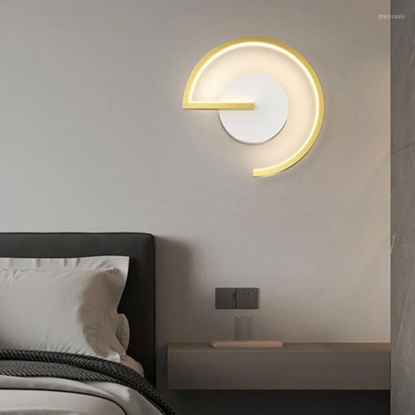 Lámpara de pared LED moderna para sala de estudio, dormitorio, luces de noche, escalera minimalista dorada y negra, apliques decorativos