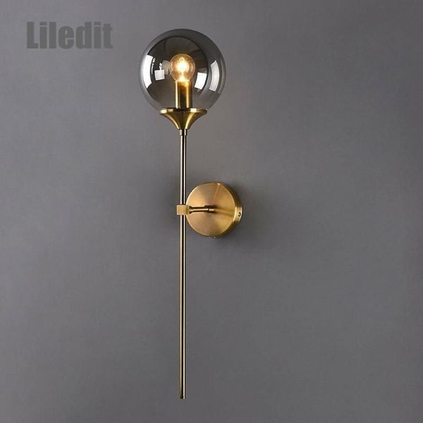 Applique murale moderne LED boule de verre luminaire nordique doré chevet salon couloir décoration de la maison applique éclairage métal Lights223i