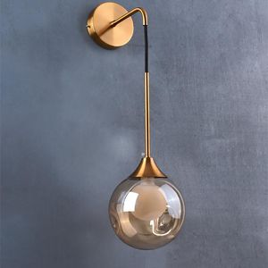 Lámpara de pared moderna con bola de cristal Led, candelabro dorado, iluminación para interior, sala de estar, dormitorio, cocina, accesorio de decoración de cabecera, luminaria, pared de luz nórdica