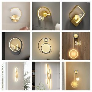 Wandlamp Moderne LED Gouden Vlinder Nordic Gecontracteerde Stijl Spray Paint Frosted Interieur Verlichtingsarmaturen Indoor Gangpad