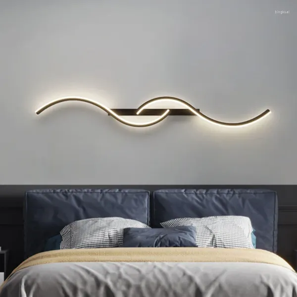 Lampe murale LED moderne décor de la maison Long Strip Light pour la chambre de chambre de coucher de chambre à coucher canapé télécommande Aménagement éclairage lustre