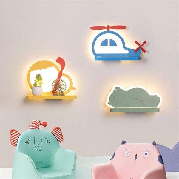 Lámpara de pared, lámparas Led modernas, iluminación de dormitorio para mesita de noche de bebé, luces interiores, lámpara de varita, luminaria con forma de oso y elefante, accesorio de hierro Abajur