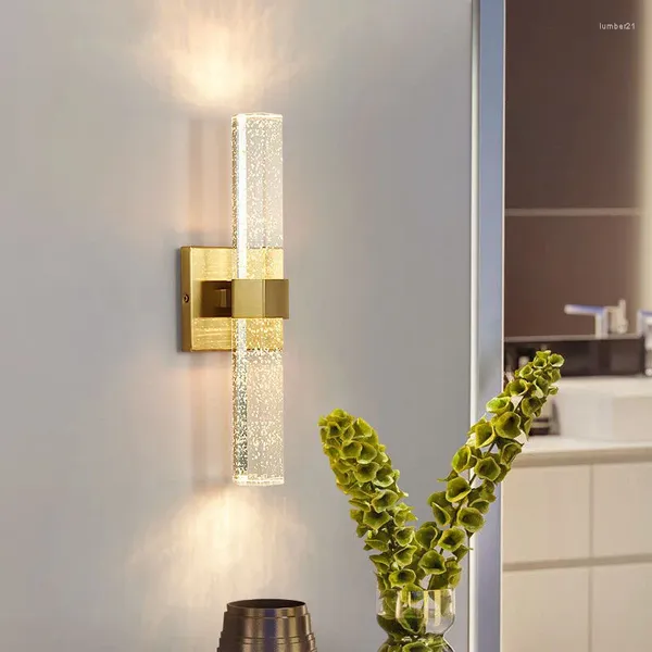 Lámpara de pared Lámparas LED modernas para sala de estar Bedroom Gold/Chrome Lights Shade de burbujas de cristal Decoración del hogar Iluminación de interior gratis