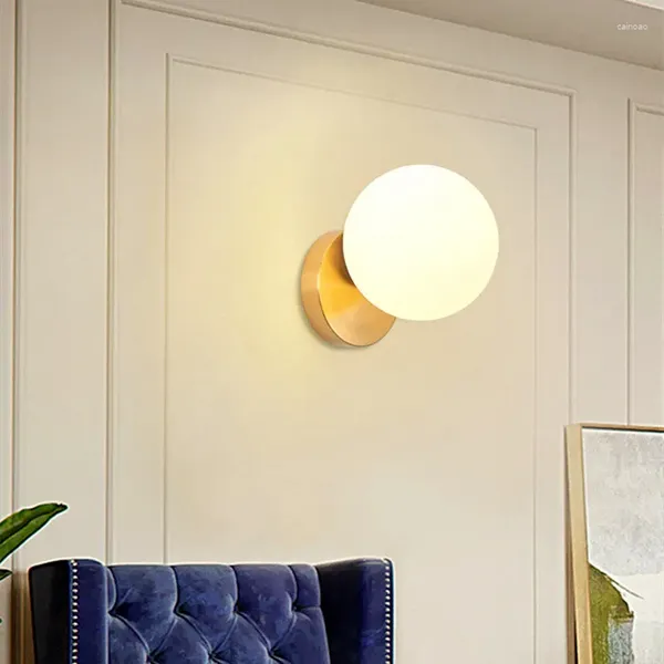 Applique murale moderne lampes LED verre boule d'or lumières applique pour salon chambre salle de bains maison luminaires d'intérieur Decro