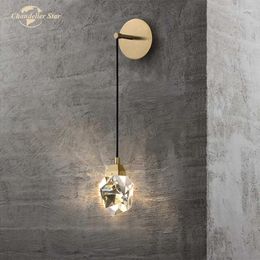 Lampe murale lampes LED modernes luxueuses diamant de luxe Crystal métallique Gold Sconce Chambre salon salle de bain