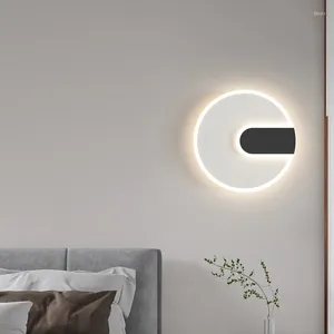 Applique murale moderne lampes LED minimaliste blanc noir pour chevet couloir balcon chambre lumières maison art décoration éclairage intérieur