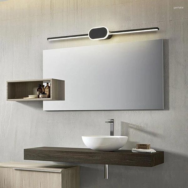 Lámpara de pared Lámparas LED modernas reflejos de espejo de la base blanca de la base negra paredes de decoración del baño para el dormitorio de la sala de estar iluminación interior