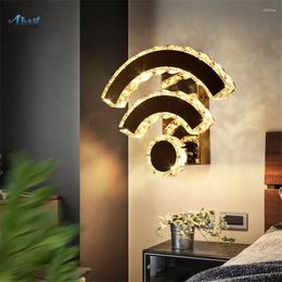 Applique murale moderne lumière LED créative Wifi forme K9 cristal en acier inoxydable pour couloir salon décor à la maison chambre