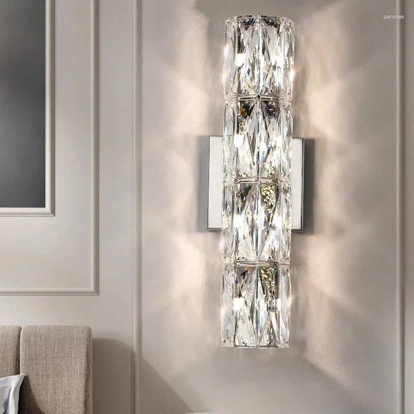 Lámpara de pared LED moderna Luces de cristal de lujo Cromo dorado Lámparas de interior para el hogar Sala de estar Dormitorio TV Decoración de fondo Apliques