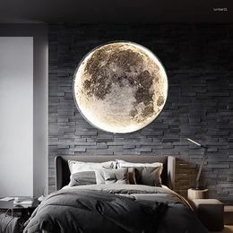 Applique murale moderne LED lune éclairage intérieur gradation à distance pour la maison chambre salon canapé décoration de fond