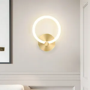 Wandlamp Moderne LED Nordic Slaapkamer Nachtkastje Blaker Voor Woonkamer Home Decor Tafel Gangpad Interieur Gouden Ring Lichtarmatuur