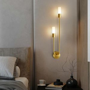Lámpara de pared moderna Led nórdico, apliques de latón para dormitorio, lectura de cabecera, pasillo, iluminación de decoración interior del hogar