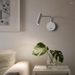 Lámpara de pared Luz de lectura LED moderna con interruptor Montado en aluminio 3W 350 Grados Dormitorio Estudio junto a la cama AC110V 220V