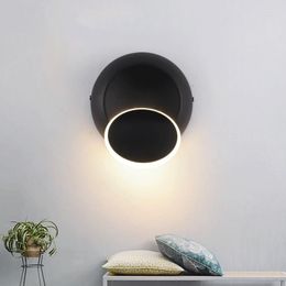Applique Moderne LED Ronde En Métal Noir Eclipse Creative Blanc Décor Pendentif Porche Salon Chambre Chevet WA118