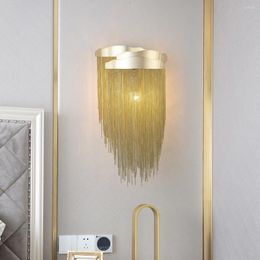 Lampe murale LED moderne Petite chaîne de luxe Lumière en cristal pour l'étude Corridor Corridor Gold Chrome Fixtures éclairage