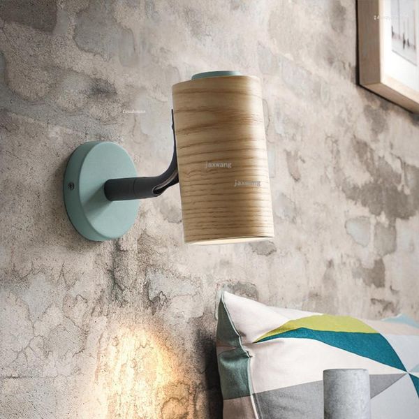 Lámpara de pared LED moderna de madera maciza Luz de baño Dormitorio Espejo Loft Apliques Accesorios Decoración de la sala de estar