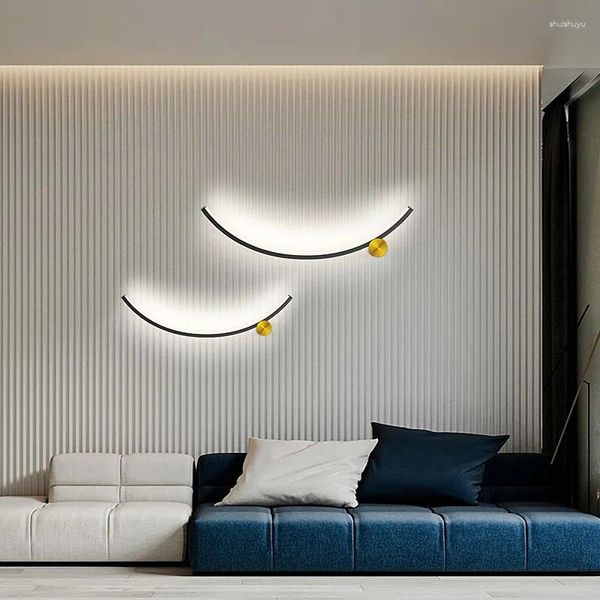 Applique murale moderne LED bandes lampes chambre étude salon balcon lampes de chevet décor à la maison blanc noir ligne de fer luminaires simples