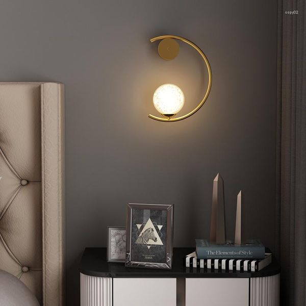 Lámpara de pared Estilo moderno Led Hexagonal Dormitorio Decoración Velas Apliques de vidrio Interruptor