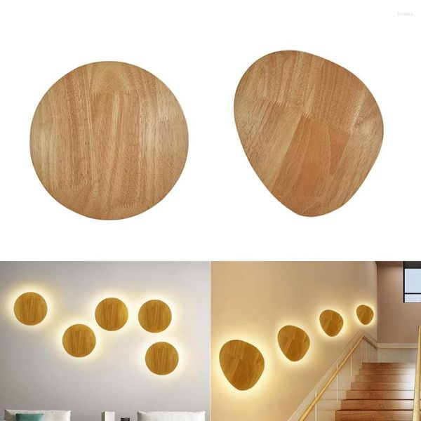 Applique Murale Moderne LED En Bois Forme Ovale Ronde Avec Source De Lumière TV Fond Éclairage Décoratif Chambre