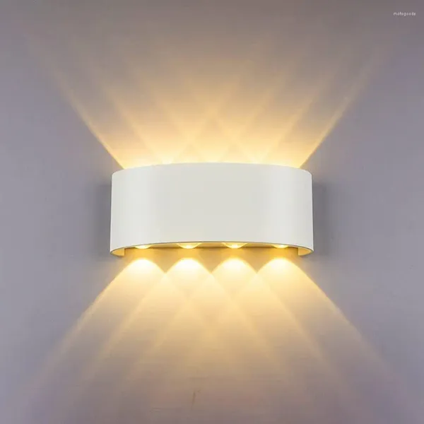 Lámpara de pared Luz moderna 8W LED blanco Sconce Up Down Aluminio Impermeable Spot Noche para sala de estar