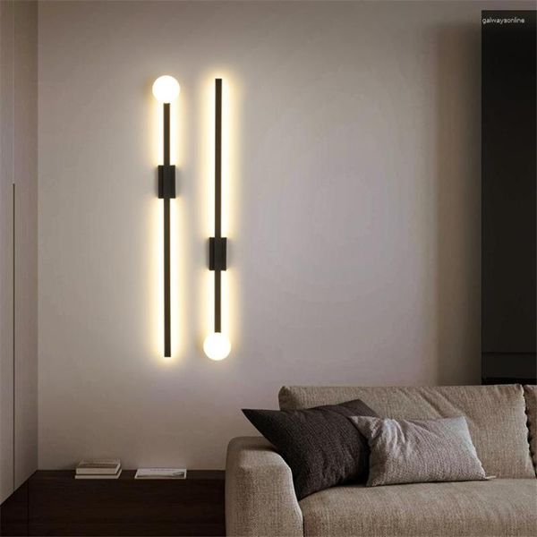 Lámpara de pared moderno largo tira sala de estar pasillo LED iluminación decorativa dormitorio escaleras baño espejo luz frontal