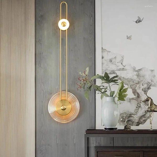 Lampe murale luxe moderne créativité en verre de fer en verre LED Coppery salon chambre à coucher d'étude d'études luminaires