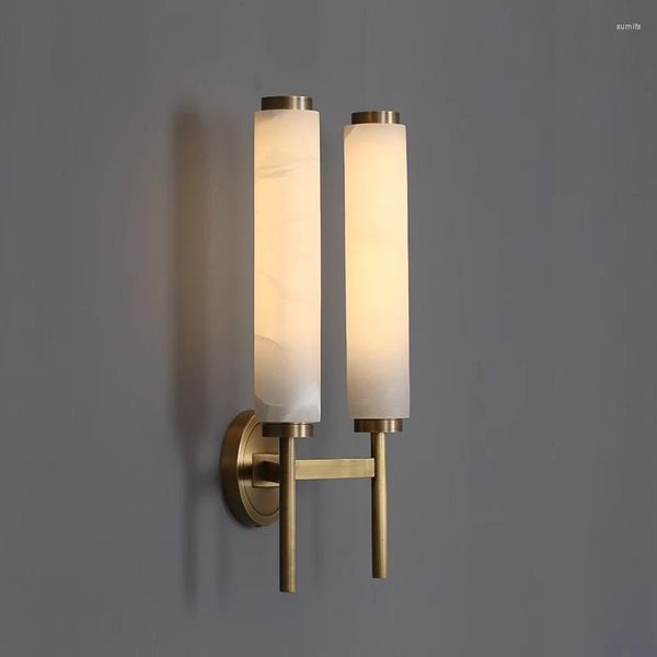 Lámpara de pared Luz de mármol moderna para sala de estar Decoración para el hogar Cobre interior Dormitorio creativo Sconce Accesorio de iluminación