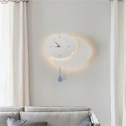 Wandlamp Modern Minimalisme Cloud Clock Led voor woonkamer Hal Gangpad Home Decor Sconces Kinderkamer Kinderslaapkamer Nachtverlichting