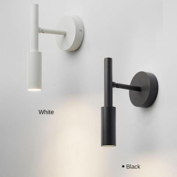 Lámpara de pared Moderna Minimalista Lámparas de ángulo ajustable Sala de estar Bedside Bedside Led Black White Aisle Decoración de iluminación