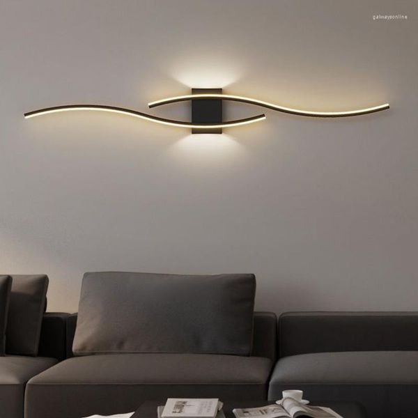 Lámpara de pared Diseño minimalista moderno Luz LED Lámparas de decoración de interiores en blanco y negro para sala de estar Cama