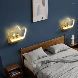 Wandlamp moderne minimalistische gouden verf metaal LED kinderbed decor driekleurige verlichting dimmen kroon schansarmatuur