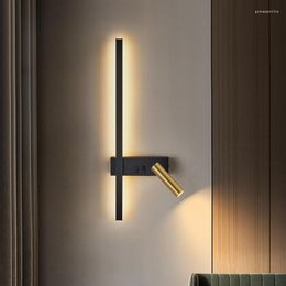Wandlamp Modern Minimalistisch LED Licht Met Schakelaar Goud Zwart Metaal Warme Sfeer Voor Slaapkamer Foyer Studie Lezen Drop
