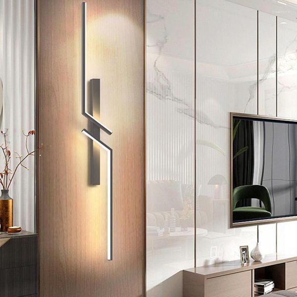 Lámpara de pared moderna minimalista LED larga creativa dormitorio mesita de noche sala de estar TV sofá iluminación de fondo