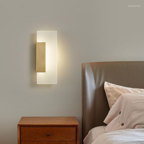 Lámpara de pared Moderna sala de estar minimalista dormitorio pasillo de pasillo de la escalera de la escalera de cobre led acrílico ultra delgado LED