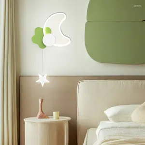 Wandlamp Modern Minimalistisch Ster Maan Voor Slaapkamer Achtergrond Sofa Tafel Groen Wit Met Gloeilamp Binnenhuisdecoratie