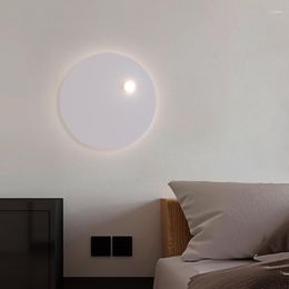 Luminária de parede lua moderna sala de LED luminárias de quarto controle remoto escurecimento arandela de metal branco decoração atmosfera