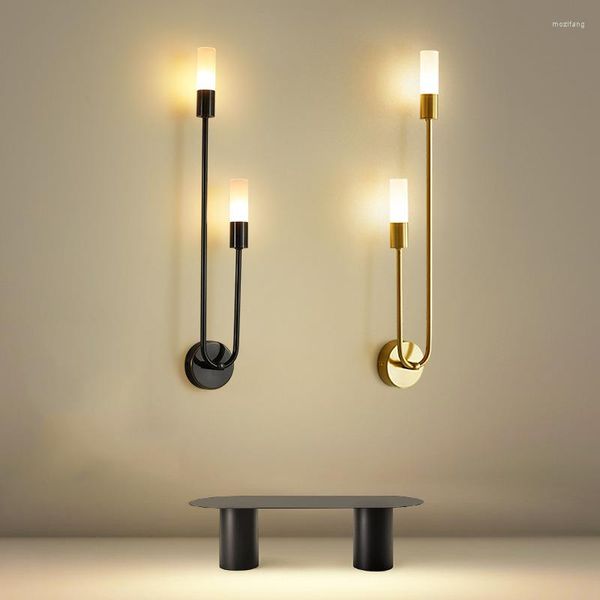 Lámpara de pared, vela nórdica moderna para sala de estar, comedor, dormitorio, decoración de cabecera, iluminación de fondo, candelabro negro/dorado