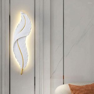 Applique murale moderne nordique décoratif luxe chambre LED appliques plumes chevet salon éclairage Simple