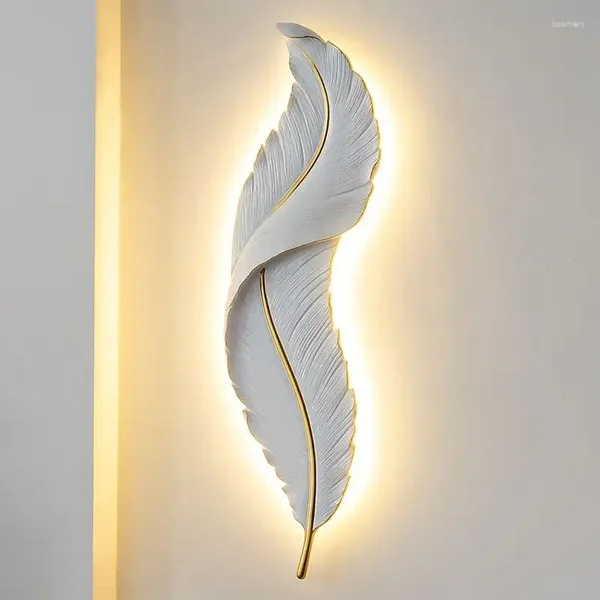 Lámpara de pared, lámparas LED de lujo nórdicas modernas para dormitorio, sala de estar, apliques de noche de plumas, accesorios de iluminación para interiores, decoración del hogar