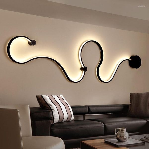 Applique murale moderne nordique rayure lumière LED acrylique salon couloir allée blanc noir applique luminaires décor à la maison