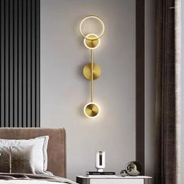 Wandleuchte Moderne drehbare Ring-LED-Lampen Nachttisch Luxus Kupfer Schwarz Wandlampen für Schlafzimmer Wohnzimmer Loft Gang Home Innenbeleuchtung