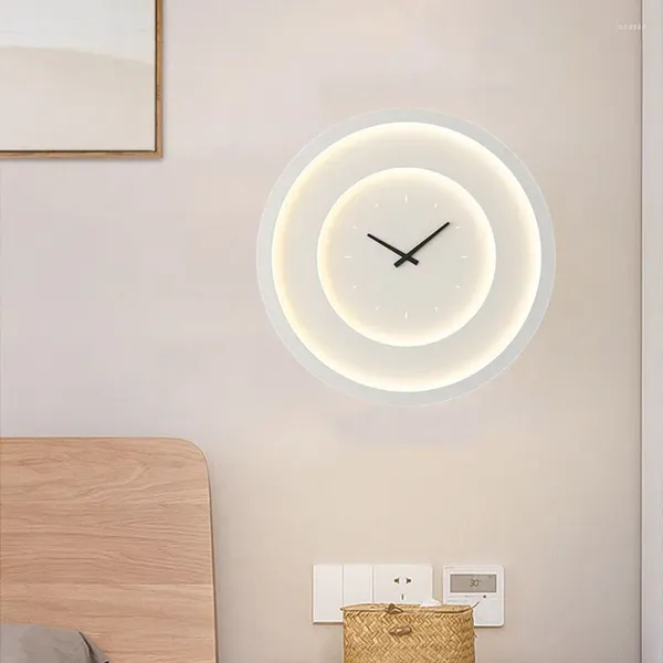 Lampe murale Lumière à LED ronde moderne avec horloge chambre salon de salle à manger atmosphère maison déco blanc vert métal gouttes