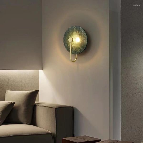 Applique murale moderne ronde lune intérieur cuivre marbre lampe de chevet luxe salon fond allée escalier vestiaire LED